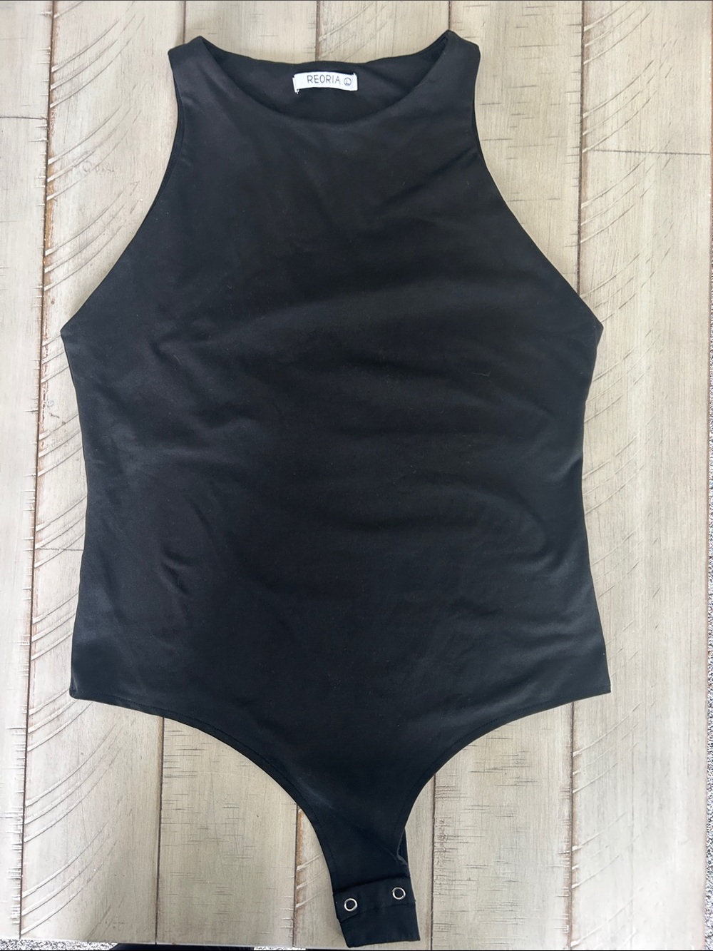 ReoRia Black High Neck Sleeveless Bodysuit L